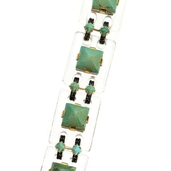 Art Deco turquoise stones articulated bracelet (image 6 of 18)
